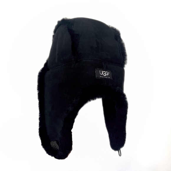 Black UGG shearling Trapper Hat - Picture 2 of 4